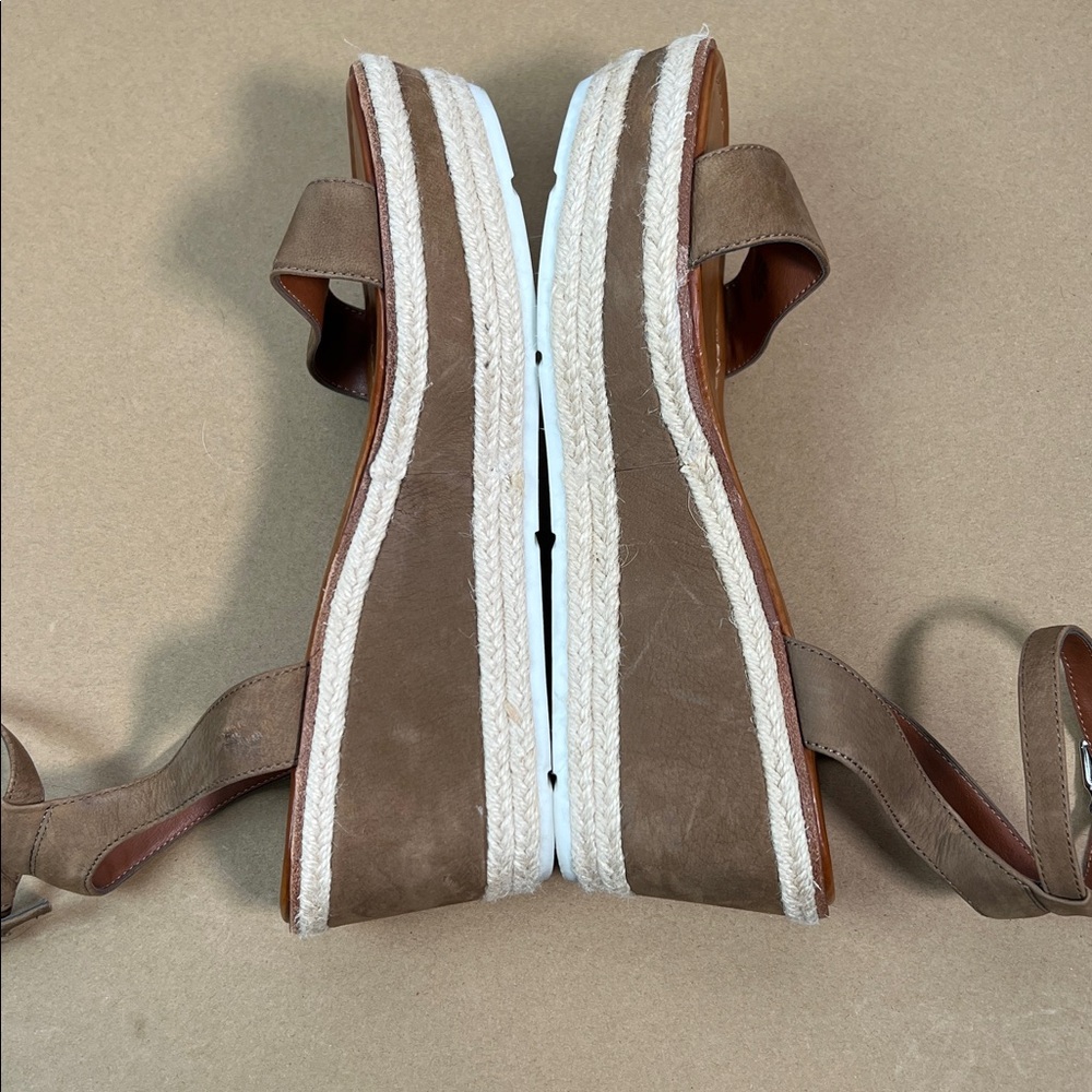 Gianni Bini espadrille brown leather ankle strap open toe platform sandals 8.5 - Picture 4 of 9